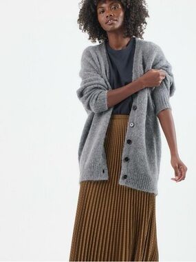 Jamie Haller Cozy Button-Front Gray Women's Cardigan Sweater NWT